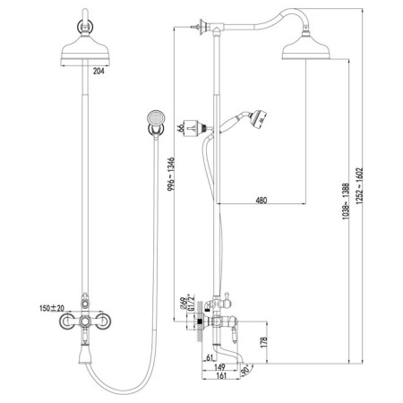 Lemark Villa lm4862b shower system, tropical shower, shower, brass, bronze-1