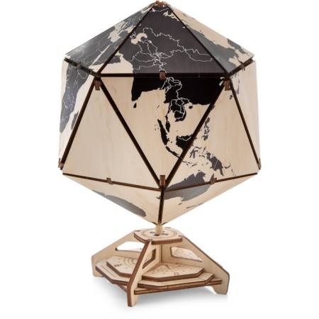 Designer Wooden 3D Ewa Globe Icosahedron with a secret (casket, safe) Black-3
