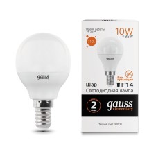 LED LED ELEMENTARY 10W ball 3000K TEP. Bel. E14 710lm Gauss 53110