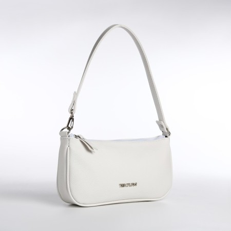 Female bag Textura, baguette, small size, white color-3