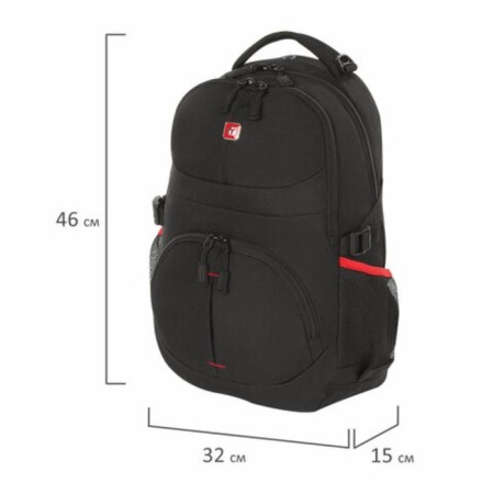 Germanium "S-06" university, compacted back, lightweight, black, 46x32x15 cm, 226953-23