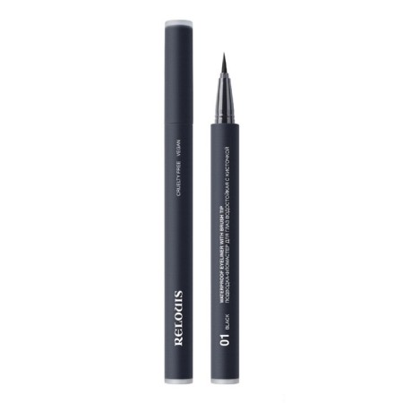 Flomaster for the eyes of Relouis, waterproof, with a brush, tone 01 Black