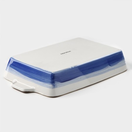 Porcelain baking form rectangular shares "Cosmos", 2100 ml, 34 × 20.5 × 5.5 cm, blue color-2