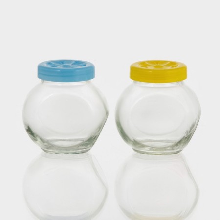 A set of glass cans for bulk products "Chamomile", 200 ml, 2 pcs, color mix-1