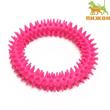 Dog toy "Ring with spikes", 12.5 cm, pink