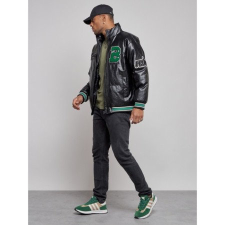 Eco -leather jacket men, size 54, black color-1