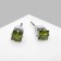 Earrings with rhinestones "Pusets" radiance, square, d = 0.4, green color in silver