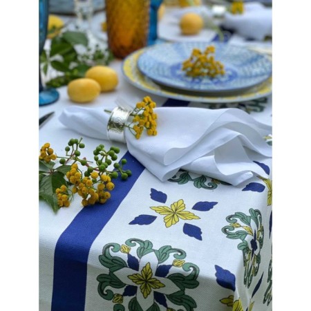 Mayolika tablecloth, size 140x220 cm, blue color-5