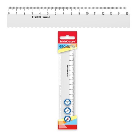 Line 15 cm Erichkrause "Classic", plastic, with a wavy edge, white, euro suspension