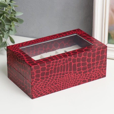 Casket Plastic for clock 2 compartments and jewelry "Red Python" 7x10.5x17.5 cm-3
