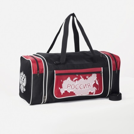 Sports bag with lightning with an increase, 3 outer pockets, black/red color