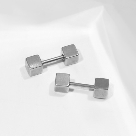 Universal “cubes” piercing, set 2 pcs., L = 9 mm, silver color