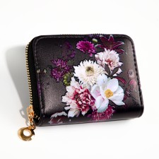 Wallet children 07-01-13 flowers, 11*2.5*9 cm, 3 depth, d/cards, d/coins, black