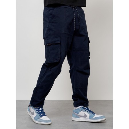 Cargo jeans men, size 48, dark blue color-6