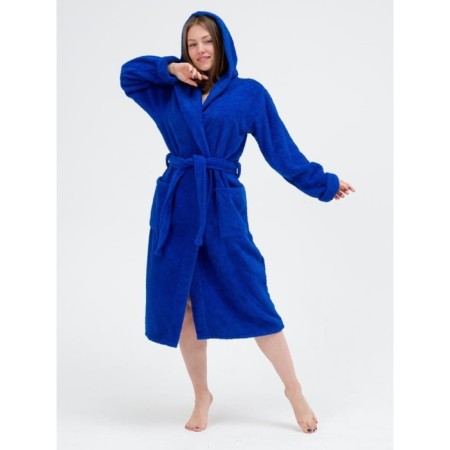 Frequencies Tainted dressing gown with a hood, size 56-58, cornflower color-2