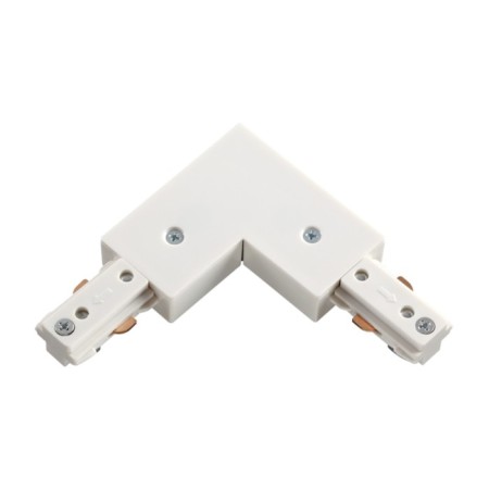 The connector for the tire pipeline L-shaped for a single-phase three-core busbar NOVOTECH, 70x70 mm, white color