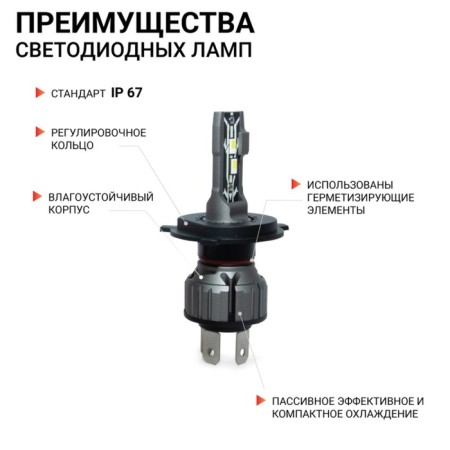 LED AUTOPROFI, H4, 12V / 15W, 6000K, 4000 LM, in a set 2 pcs-2