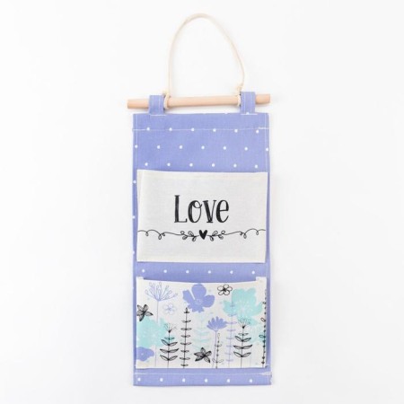 Pocket textile Ethel "forget -me -nots" 2 departments, 41x20 cm-1