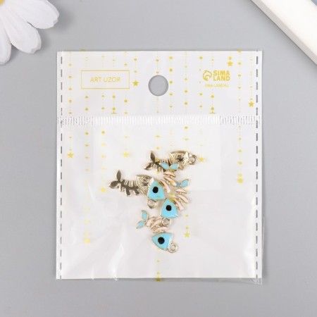 Decor for creativity metal, enamel "Skeleton of fish" with white and white 2x0.8 cm-4