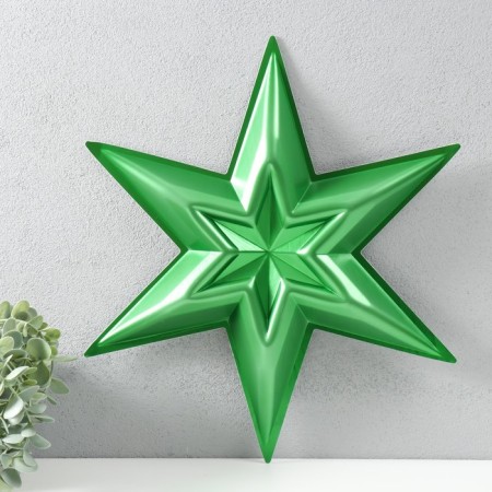 Figure "Star in the Star" Small Green Metallic Metal, half, 34x39 cm-1