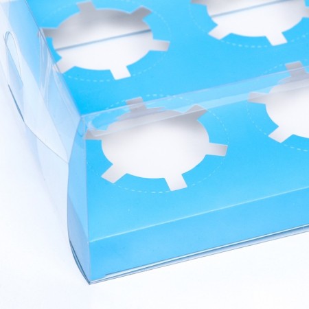 Box for 4 cupcake, blue 18.5 × 18 × 10 cm-2