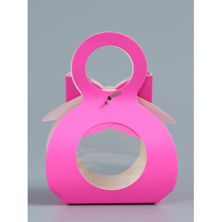 Folding box, with a bow and a pen, 13 x 6.5 x 4 cm, pink-2