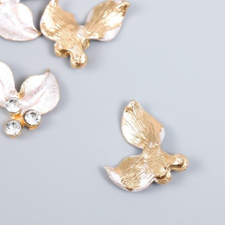 Decor for creativity Metal "Two leaves" rhinestones, gold set 4 pcs 2.1x2.1 cm-1