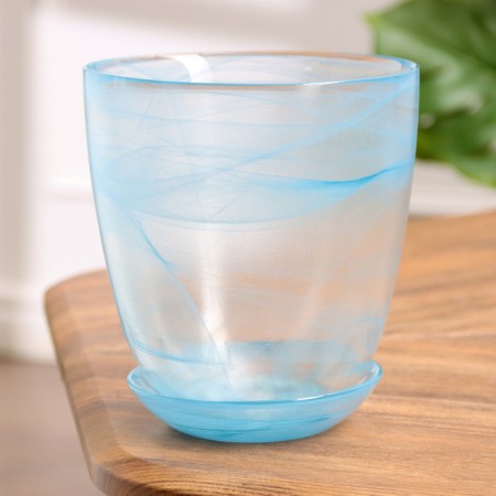 Flower pot with the pallet "Harmony", turquoise 1 liter