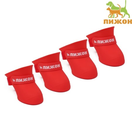 Rubber pijon boots, set 4 pcs, rr XL, red