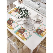 A set of napkins for setting the table “Bunnies in the basket”, rectangular, size 32x46 cm, 4 pcs
