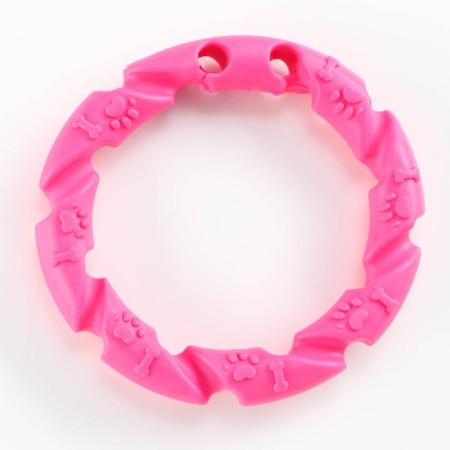 Chewing toy for dogs "twisted ring", 11.5 cm, pink-1