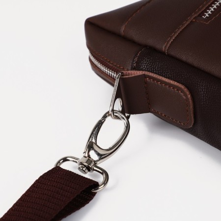 Men's bag over the shoulder, Textura, artificial leather, brown color-5