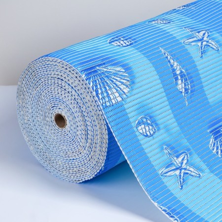 Bathroom rug "shells", width 65 cm, roll 15 m, blue color