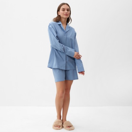 Пижама женская (рубашка и шорты) KAFTAN "Basic" р.40-42, голубой-1