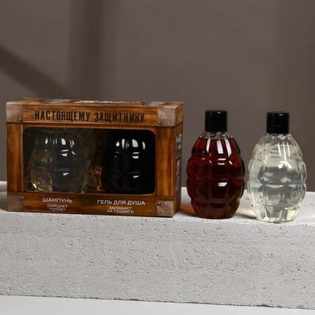 Gift set of cosmetics "Real Defender", shower gel 300 ml and 300 ml shampoo, Hard Line-1