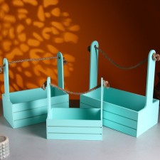 A set of wooden pots 3 in 1 (29 × 18 × 33; 25 × 15 × 30; 21 × 12 × 23) 