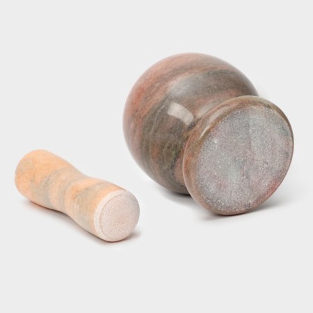 A mortar with a “marble” push, made of natural stone, brown color-5