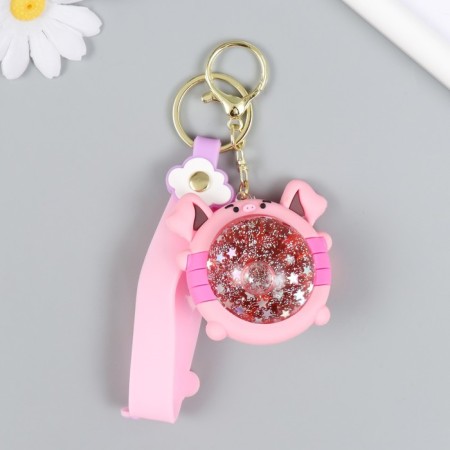 Trick Rubber "Ball Svinka" with bracelet and carbine, pink 4x6.5x5.5 cm-1