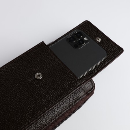 Male purse-clate on a zipper, phone pocket, brown color-3