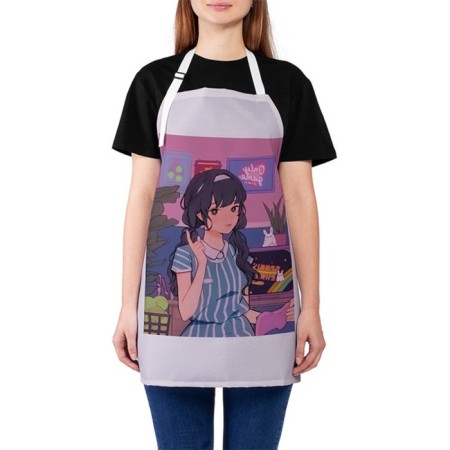 Apron kitchen with a photo print "Anime Girl", adjustable, size OS