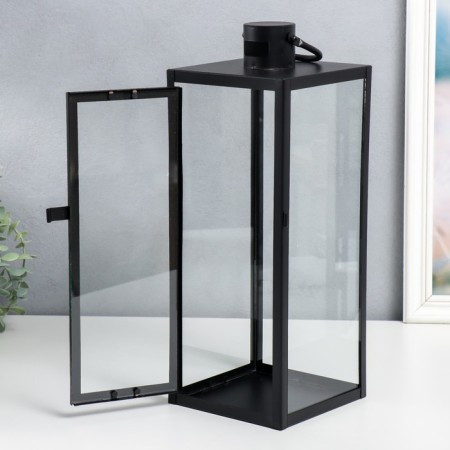 Climber Metal "Lantern - Minimalism" set 3 pcs black 18x18x50, 14x14x39, 10x10x25 cm-3