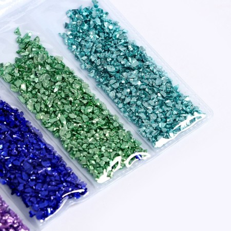 Glass chips for epoxy resin, set of 6 colors, weight 1 color - 5 g-2