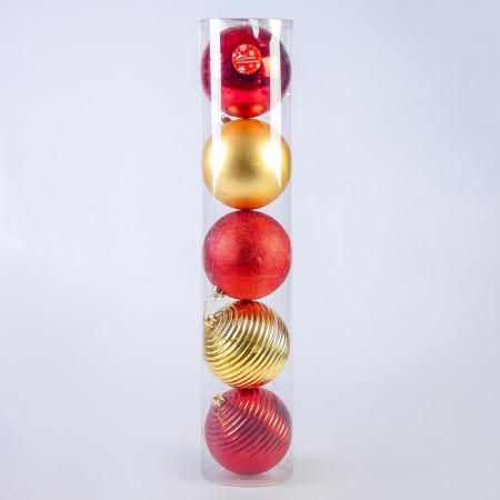 Set of balls plastic D-15 cm, 5 pcs "Barbara" red golden-1