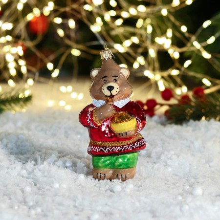 Christmas decoration "Bear with honey" 12 cm, mix