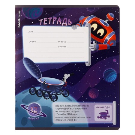 Notebook of 12 sheets in the Erichkrause "Russian Cosmos", cover coated cardboard, mix-5