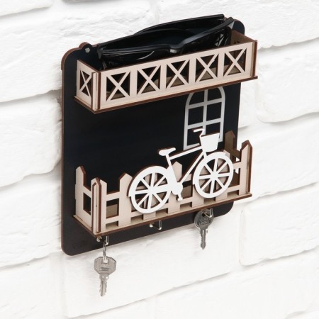 The keybox is wall -mounted with a shelf and a pocket, a bicycle, 19.2 x 20 cm.-2
