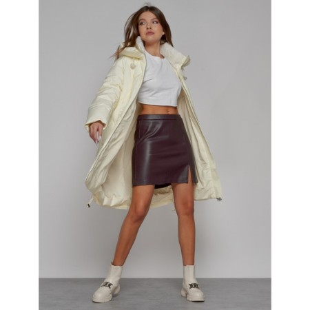 Coat insulated winter female, size 48, color light yellow-10