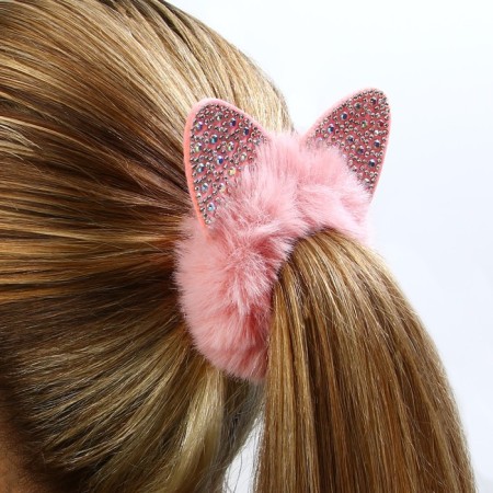 Hair gum fluffy with ears "cutie", 1 x6 x 8 cm-6