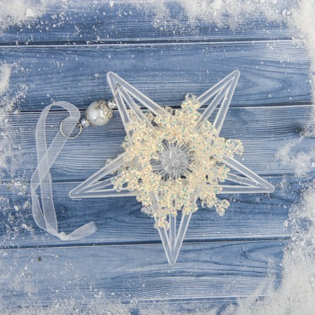 Christmas tree decoration "Polar Star" D-11.5 cm, transparent