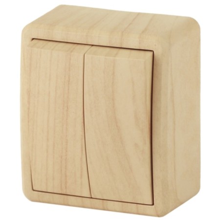 Double switch, 10AX 250V, IP20, OU, era expert, pine